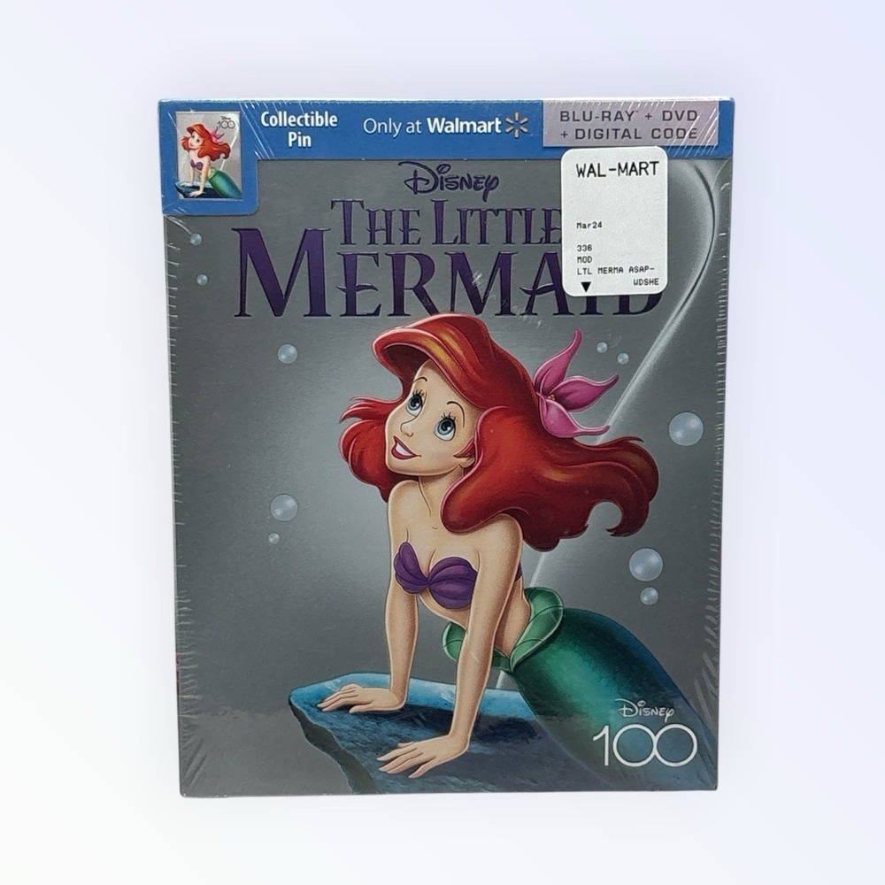 The Little Mermaid (Blu-ray/DVD, 2023) disney 100 collectors edition pin classic